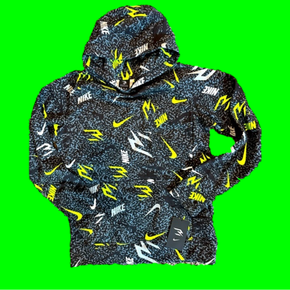 Nike 3Brand black speckled neon swoosh hoodie sweatshirt
